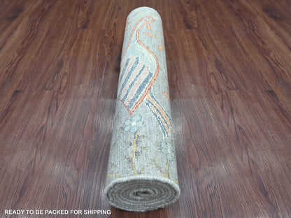 Peshawar Oushak hand-knotted wool runner in Gray, 2'6" x 8'1" — SKU O021381 (view 4)