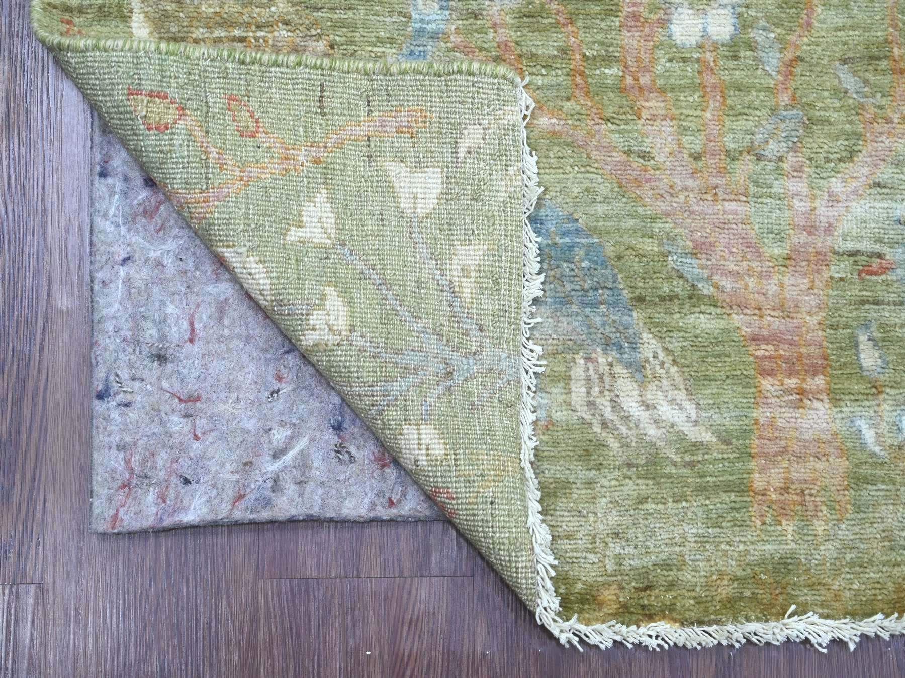 Green 2'6" x 15'1" Oushak And Peshawar Hand knotted Wool Rug - Sku: O021382