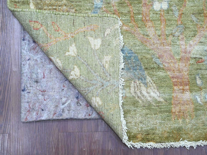 Green 2'6" x 15'1" Oushak And Peshawar Hand knotted Wool Rug - Sku: O021382
