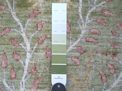 Green 2'6" x 15'1" Oushak And Peshawar Hand knotted Wool Rug - Sku: O021382