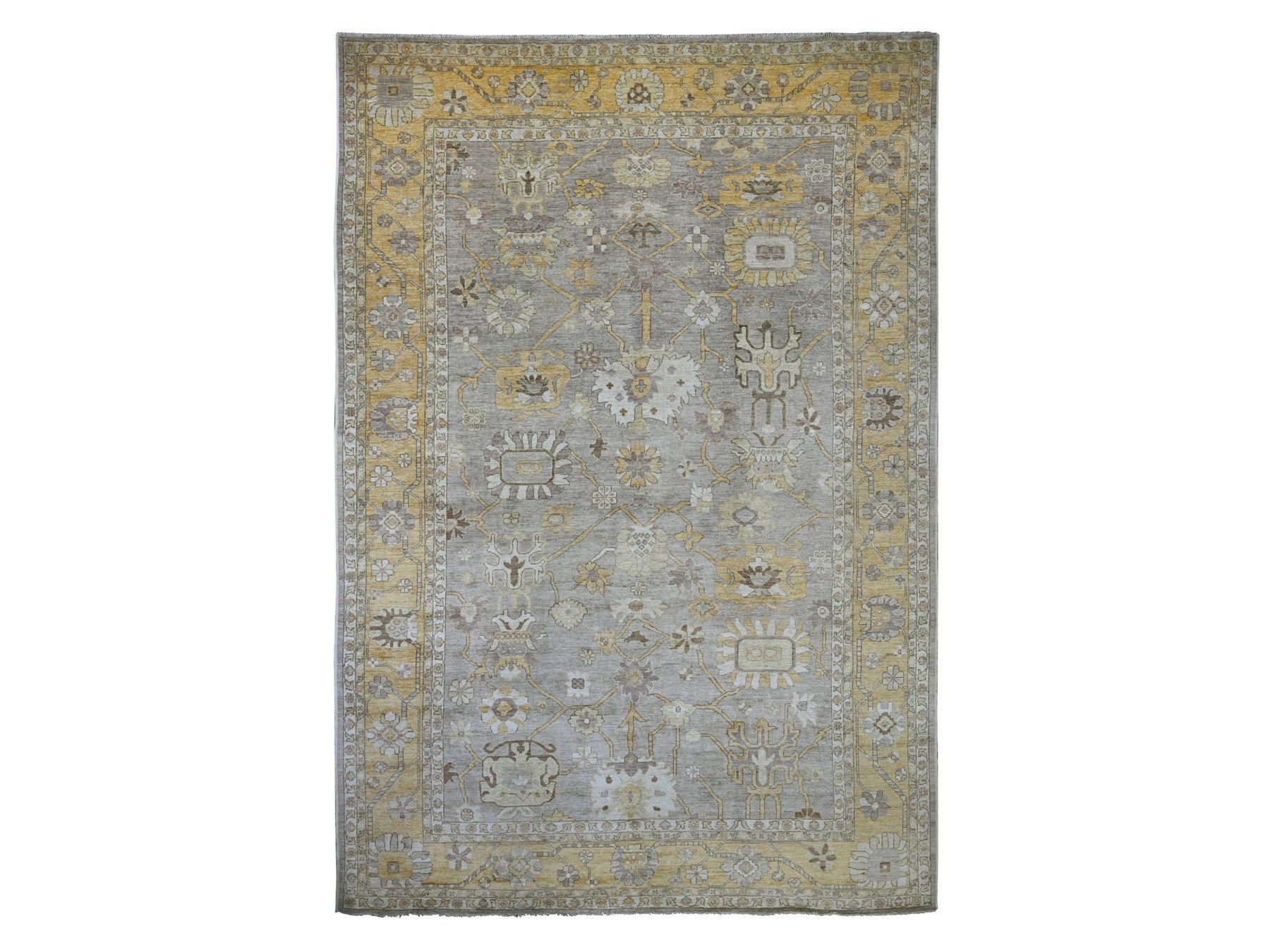 Brown 11'7" x 17'0" Oushak And Peshawar Hand knotted Wool Rug - Sku: O021386