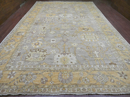 Brown 11'7" x 17'0" Oushak And Peshawar Hand knotted Wool Rug - Sku: O021386