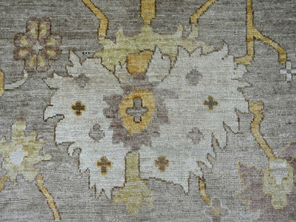 Brown 11'7" x 17'0" Oushak And Peshawar Hand knotted Wool Rug - Sku: O021386