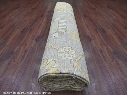 Brown 11'7" x 17'0" Oushak And Peshawar Hand knotted Wool Rug - Sku: O021386
