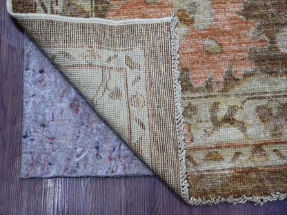 Brown 11'8" x 15'5" Oushak And Peshawar Hand knotted Wool Rug - Sku: O021388