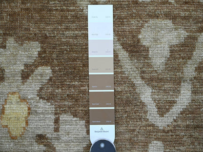 Brown 11'8" x 15'5" Oushak And Peshawar Hand knotted Wool Rug - Sku: O021388