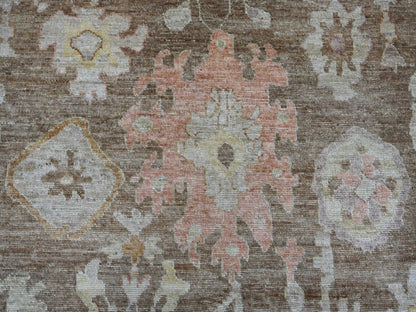 Brown 11'8" x 15'5" Oushak And Peshawar Hand knotted Wool Rug - Sku: O021388