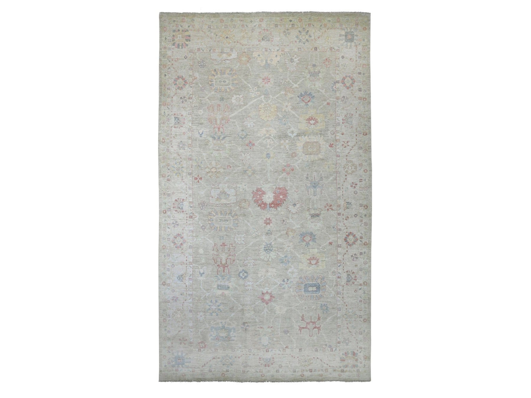 Green 10'0" x 17'10" Oushak And Peshawar Hand knotted Wool Rug - Sku: O021390
