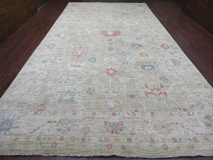 Green 10'0" x 17'10" Oushak And Peshawar Hand knotted Wool Rug - Sku: O021390