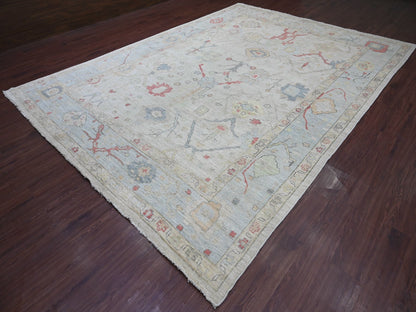 Grey 9'9" x 13'6" Oushak And Peshawar Hand knotted Wool Rug - Sku: O021392