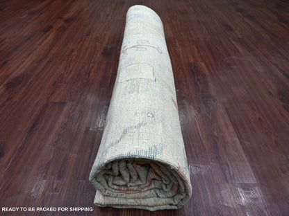 Grey 9'9" x 13'6" Oushak And Peshawar Hand knotted Wool Rug - Sku: O021392