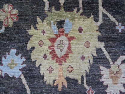 Black 9'11" x 13'10" Oushak And Peshawar Hand knotted Wool Rug - Sku: O021393