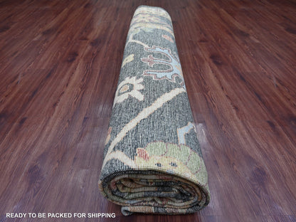 Black 9'11" x 13'10" Oushak And Peshawar Hand knotted Wool Rug - Sku: O021393