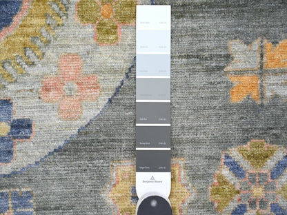 Grey 9'1" x 11'7" Oushak And Peshawar Hand knotted Wool Rug - Sku: O021395