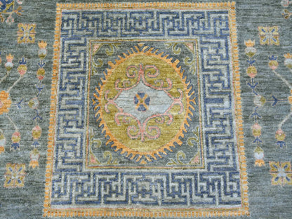 Grey 9'1" x 11'7" Oushak And Peshawar Hand knotted Wool Rug - Sku: O021395