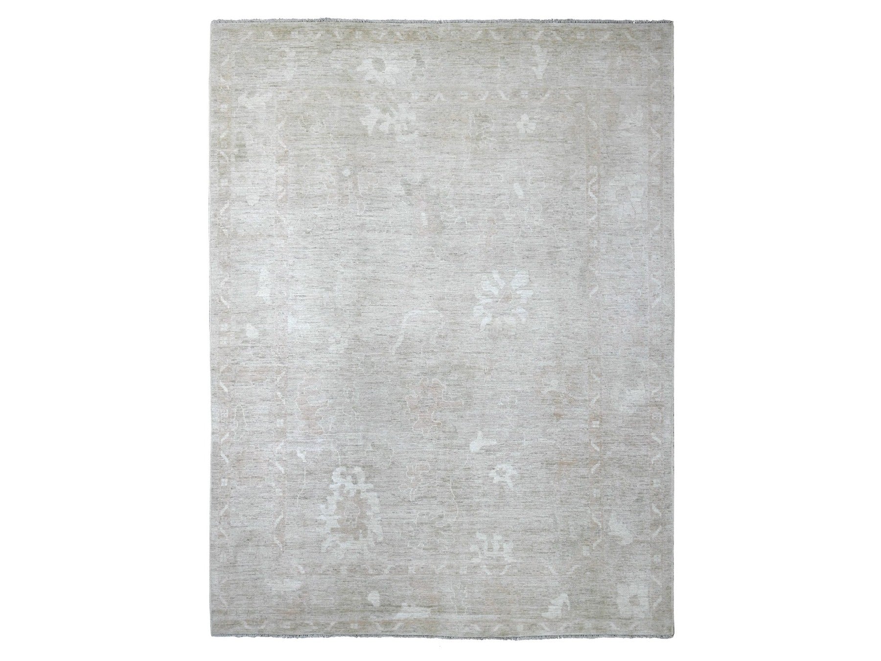 Brown 9'0" x 11'11" Oushak And Peshawar Hand knotted Wool Rug - Sku: O021396