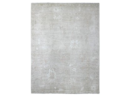Brown 9'0" x 11'11" Oushak And Peshawar Hand knotted Wool Rug - Sku: O021396