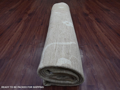 Brown 9'0" x 11'11" Oushak And Peshawar Hand knotted Wool Rug - Sku: O021396