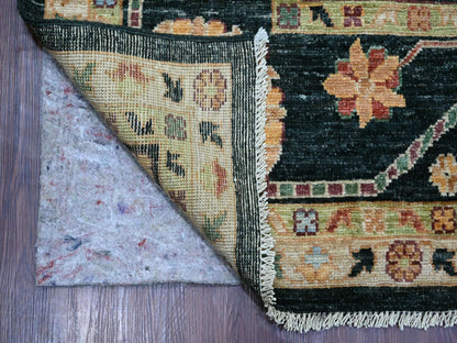 Green 8'11" x 11'9" Oushak And Peshawar Hand knotted Wool Rug - Sku: O021398
