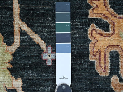 Green 8'11" x 11'9" Oushak And Peshawar Hand knotted Wool Rug - Sku: O021398