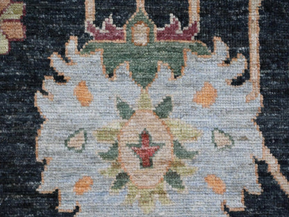 Green 8'11" x 11'9" Oushak And Peshawar Hand knotted Wool Rug - Sku: O021398