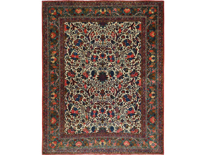 Ivory 10'3" x 13'5" Antique Hand knotted Wool Rug - Sku: O0213
