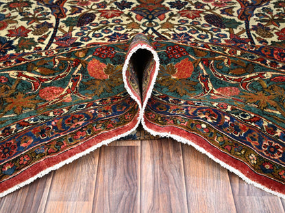 Ivory 10'3" x 13'5" Antique Hand knotted Wool Rug - Sku: O0213