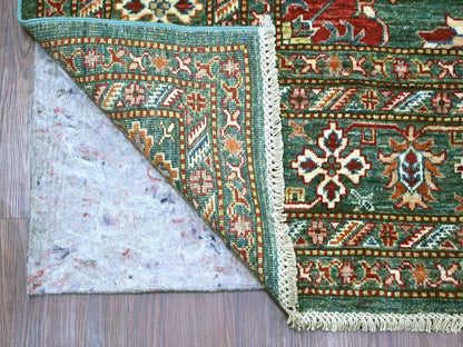 Green 7'11" x 10'0" Tribal & Geometric Hand knotted Wool Rug - Sku: O021400