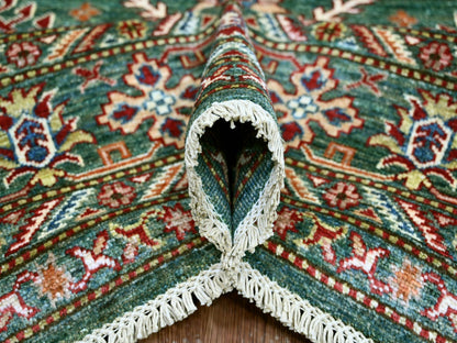 Green 7'11" x 10'0" Tribal & Geometric Hand knotted Wool Rug - Sku: O021400