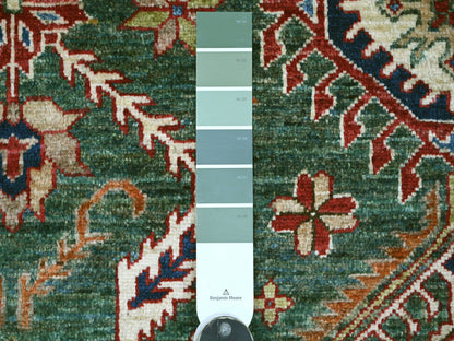 Green 7'11" x 10'0" Tribal & Geometric Hand knotted Wool Rug - Sku: O021400