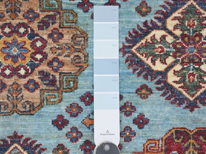 Blue 8'0" x 9'4" Tribal & Geometric Hand knotted Wool Rug - Sku: O021401