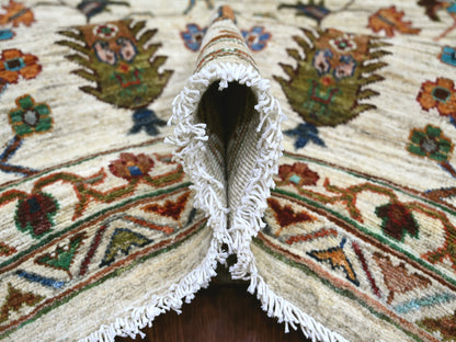 Ivory 10'7" x 13'7" Tribal & Geometric Hand knotted Wool Rug - Sku: O021402