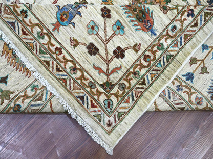 Ivory 10'7" x 13'7" Tribal & Geometric Hand knotted Wool Rug - Sku: O021402