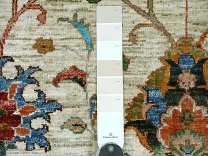 Ivory 10'7" x 13'7" Tribal & Geometric Hand knotted Wool Rug - Sku: O021402