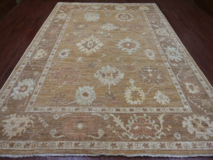 Brown 9'2" x 11'11" Oushak And Peshawar Hand knotted Wool Rug - Sku: O021405