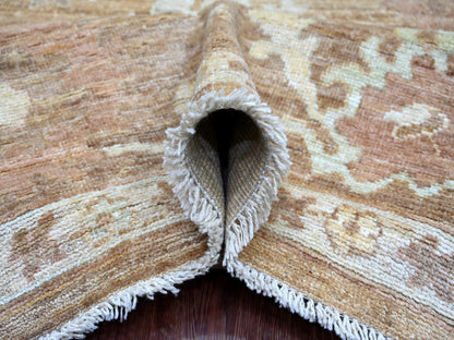 Brown 9'2" x 11'11" Oushak And Peshawar Hand knotted Wool Rug - Sku: O021405