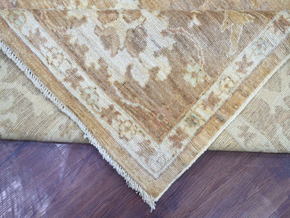 Brown 9'2" x 11'11" Oushak And Peshawar Hand knotted Wool Rug - Sku: O021405
