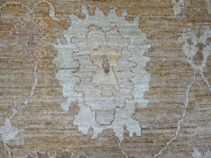Brown 9'2" x 11'11" Oushak And Peshawar Hand knotted Wool Rug - Sku: O021405