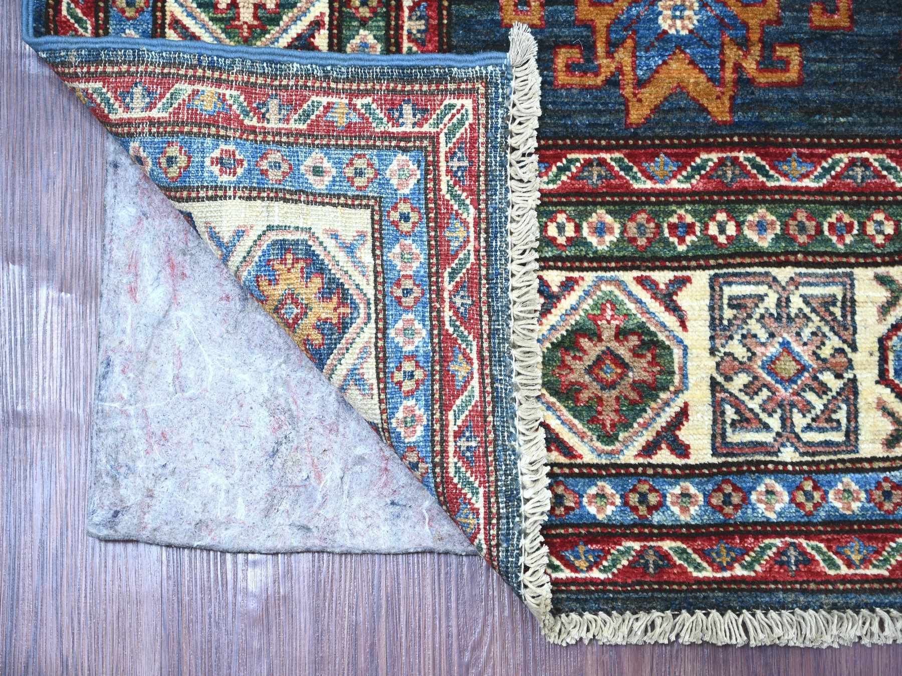 Blue 5'8" x 5'11" Tribal & Geometric Hand knotted Wool Rug - Sku: O021408