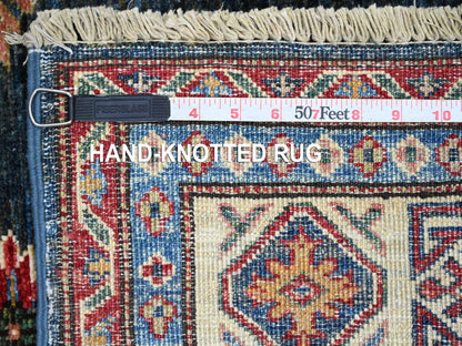 Blue 5'8" x 5'11" Tribal & Geometric Hand knotted Wool Rug - Sku: O021408