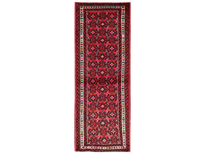 Tribal & Geometric hand-knotted wool runner in Red & Ivory, 2'5" x 6'5" — SKU O02140