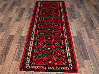 Tribal & Geometric hand-knotted wool runner in Red & Ivory, 2'5" x 6'5" — SKU O02140 (view 2)