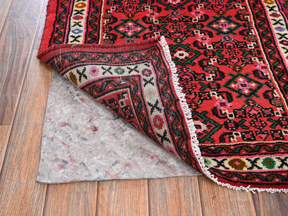 Tribal & Geometric hand-knotted wool runner in Red & Ivory, 2'5" x 6'5" — SKU O02140 (view 3)