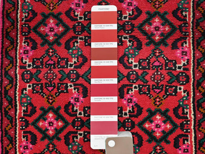 Tribal & Geometric hand-knotted wool runner in Red & Ivory, 2'5" x 6'5" — SKU O02140 (view 4)