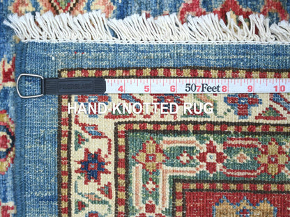 Blue 6'2" x 8'10" Tribal & Geometric Hand knotted Wool Rug - Sku: O021410
