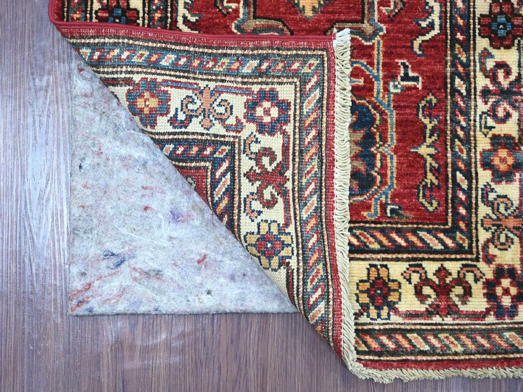 Kazak Tribal & Geometric hand-knotted wool runner in Red & Ivory, 2' x 6' — SKU O021411 (view 2)