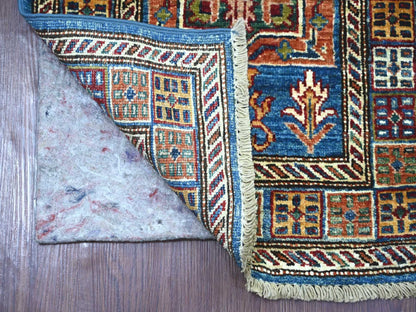 Blue 2'0" x 6'3" Tribal & Geometric Hand knotted Wool Rug - Sku: O021412