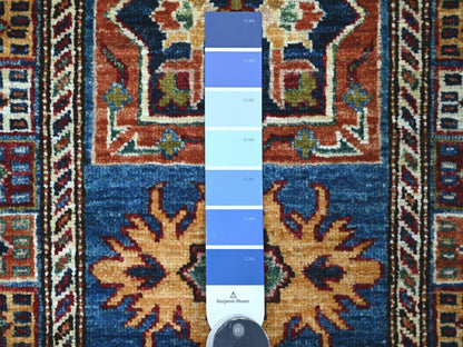 Blue 2'0" x 6'3" Tribal & Geometric Hand knotted Wool Rug - Sku: O021412