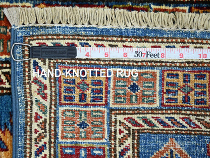 Blue 2'0" x 6'3" Tribal & Geometric Hand knotted Wool Rug - Sku: O021412