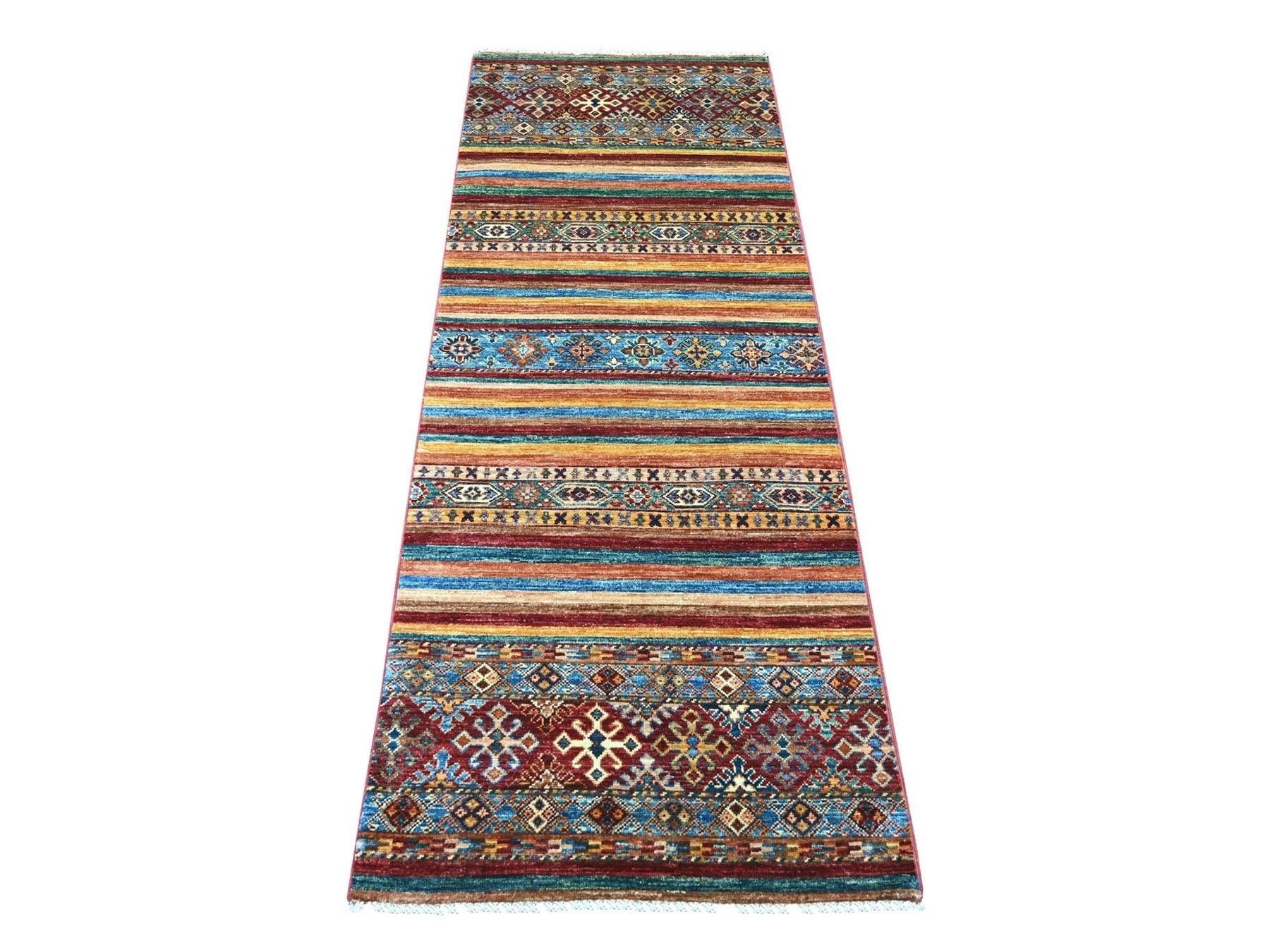 Kazak Tribal & Geometric hand-knotted wool runner in Multicolored, 2'6" x 6'7" — SKU O021413